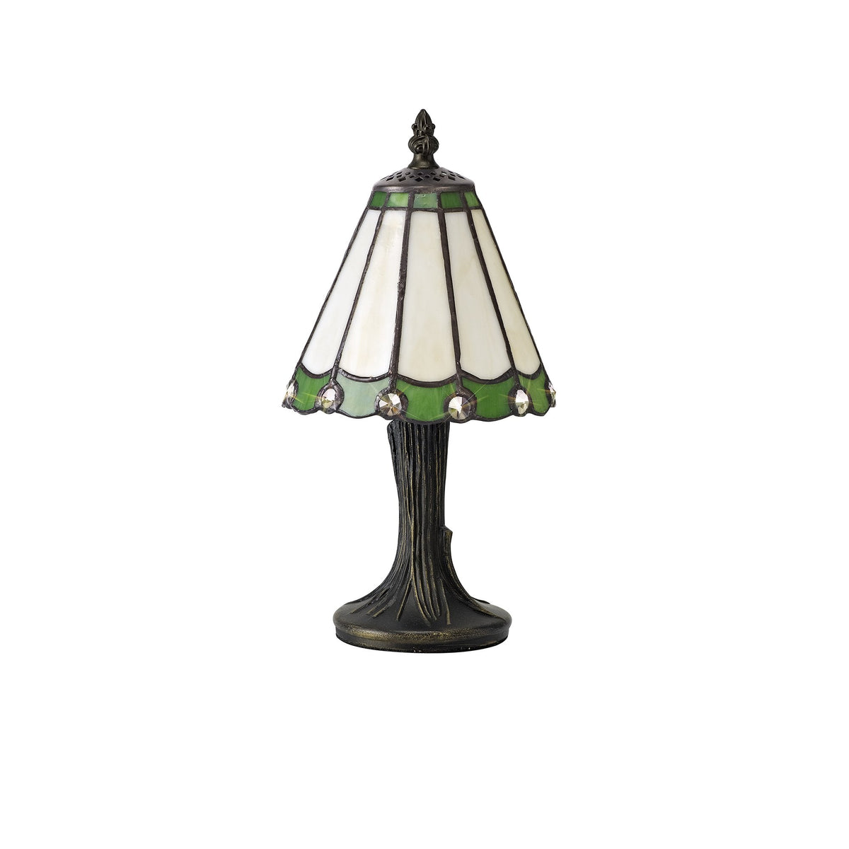 Postbridge Tiffany Table Lamp in Cream Green & Clear Crystal Shade