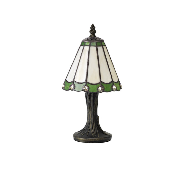 Postbridge Tiffany Table Lamp in Cream Green & Clear Crystal Shade