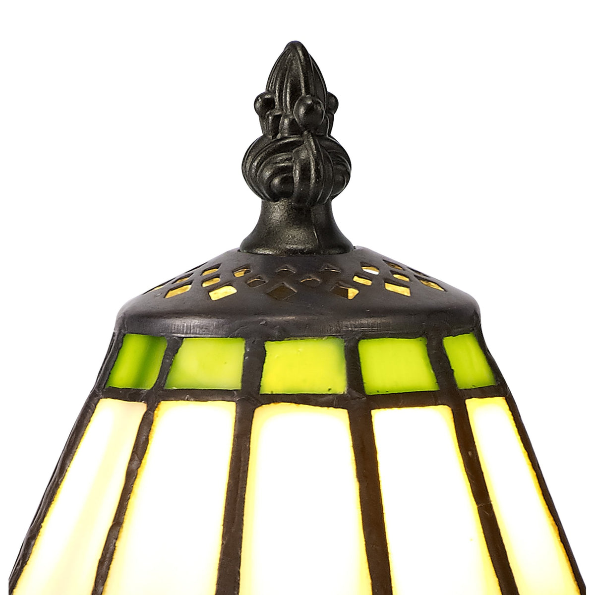 Postbridge Tiffany Table Lamp in Cream Green & Clear Crystal Shade