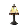 Postbridge Tiffany Table Lamp in Cream Brown & Clear Crystal Shade