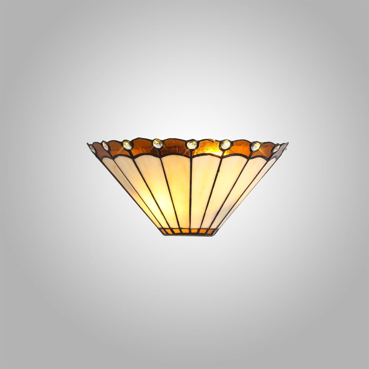 Postbridge Tiffany Wall Lamp 2 x E14 in Amber Cream & Crystal