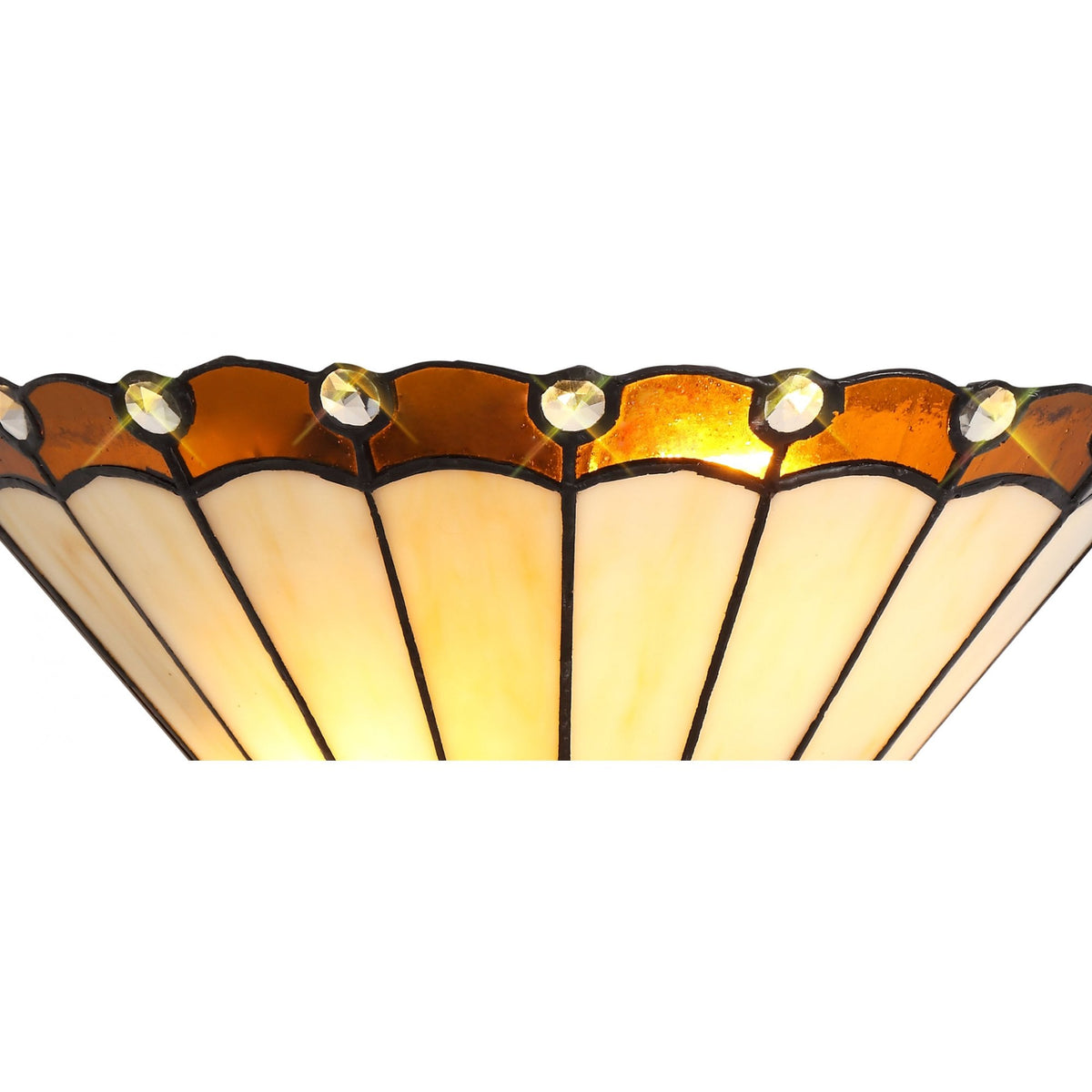 Postbridge Tiffany Wall Lamp 2 x E14 in Amber Cream & Crystal
