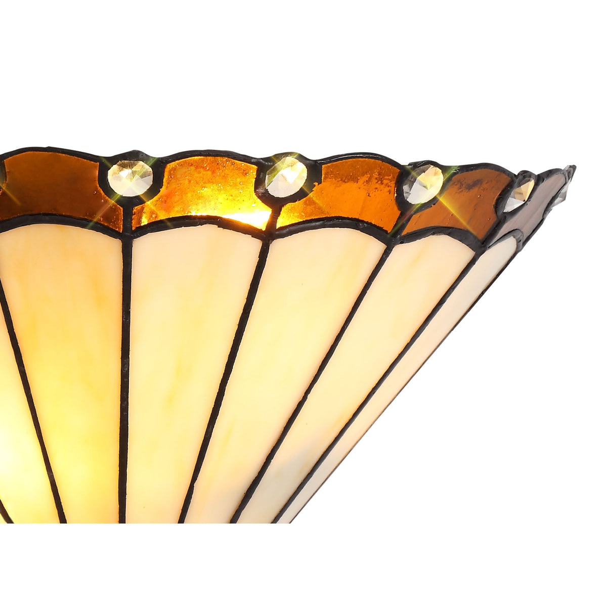 Postbridge Tiffany Wall Lamp 2 x E14 in Amber Cream & Crystal
