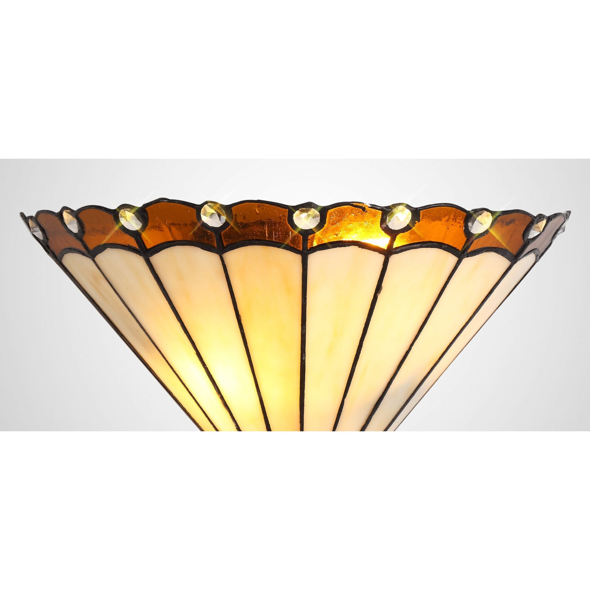 Postbridge Tiffany Wall Lamp 2 x E14 in Amber Cream & Crystal