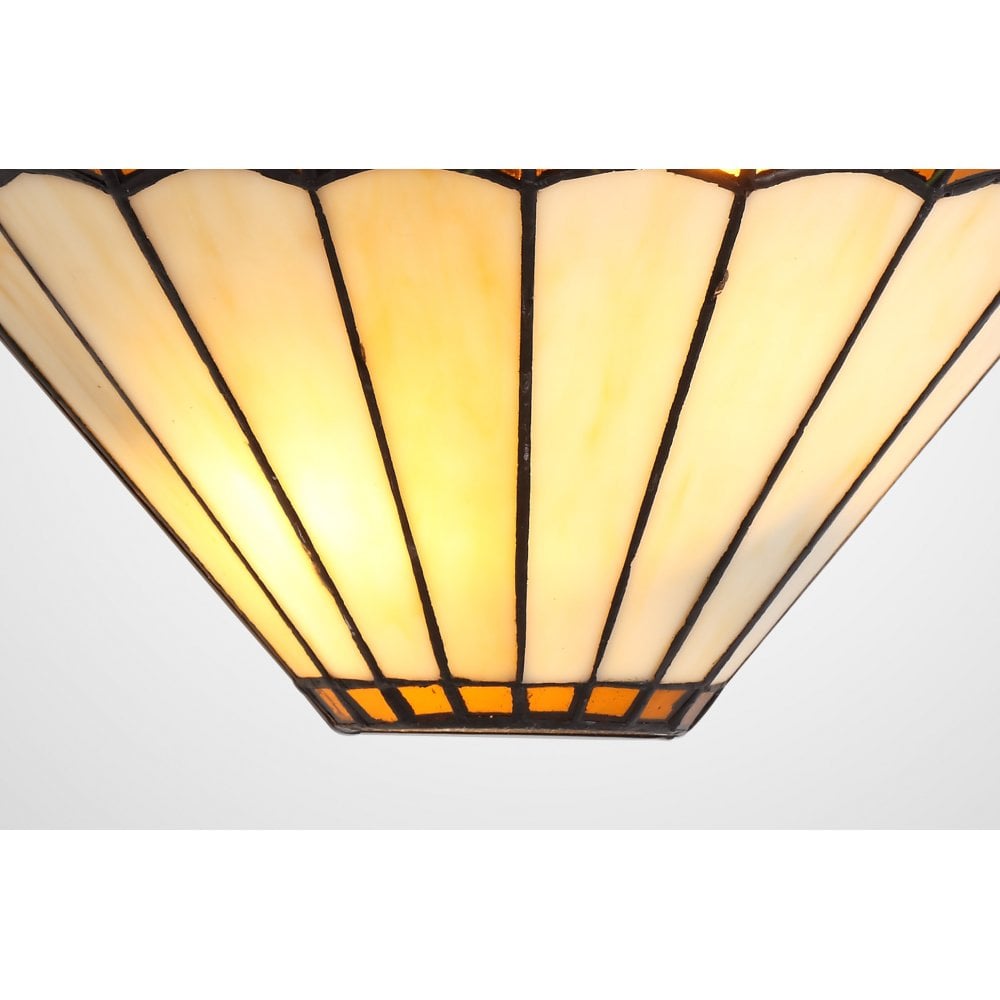 Postbridge Tiffany Wall Lamp 2 x E14 in Amber Cream & Crystal