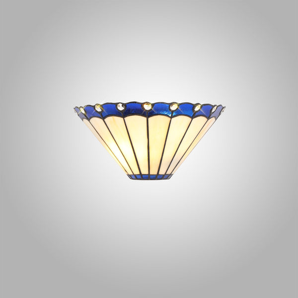 Postbridge Tiffany Wall Lamp 2 x E14 in Blue Cream & Crystal