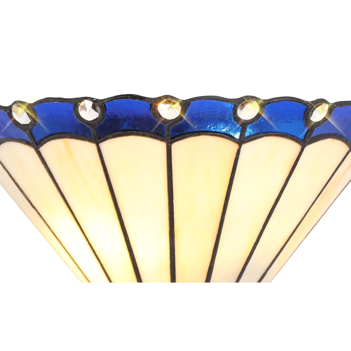 Postbridge Tiffany Wall Lamp 2 x E14 in Blue Cream & Crystal