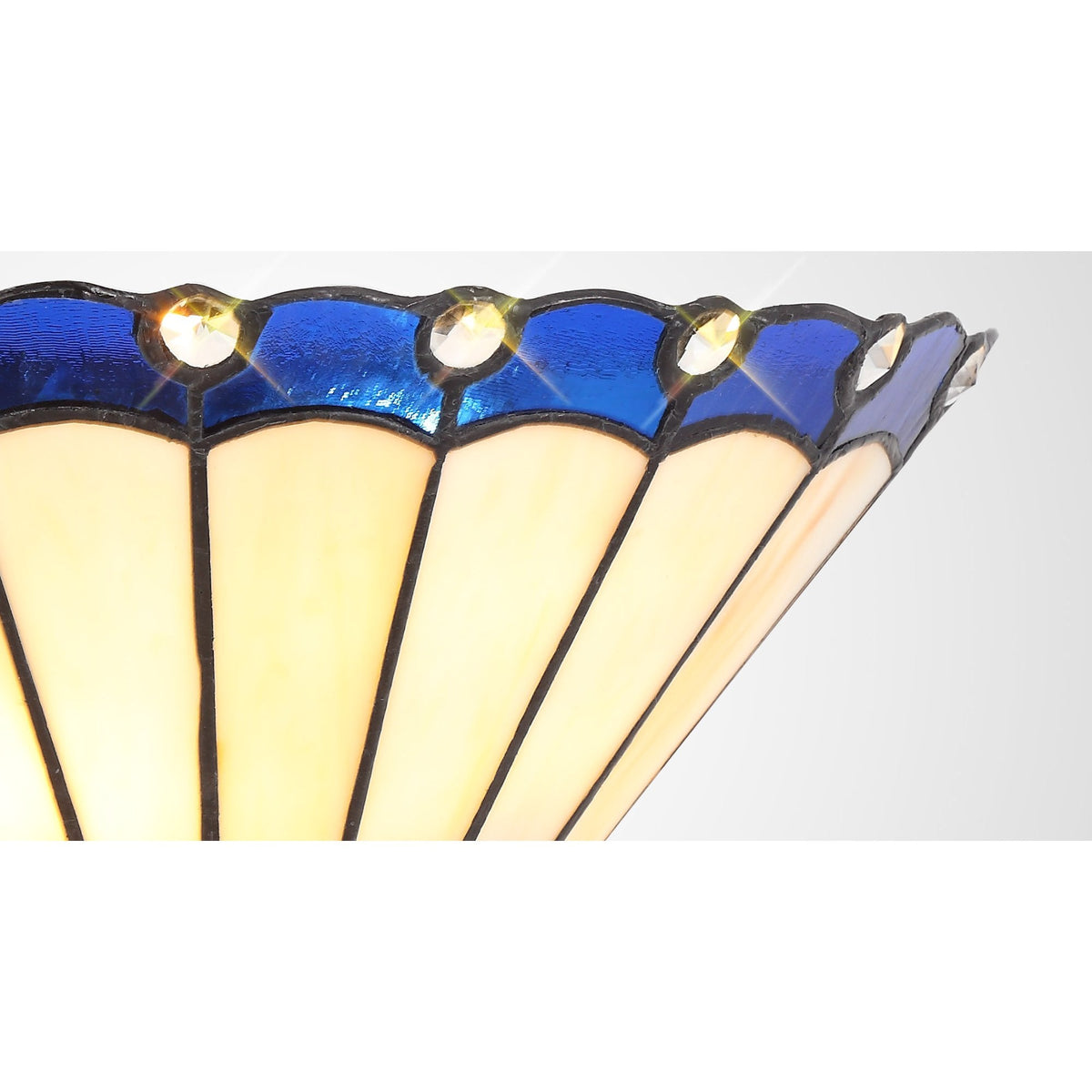 Postbridge Tiffany Wall Lamp 2 x E14 in Blue Cream & Crystal