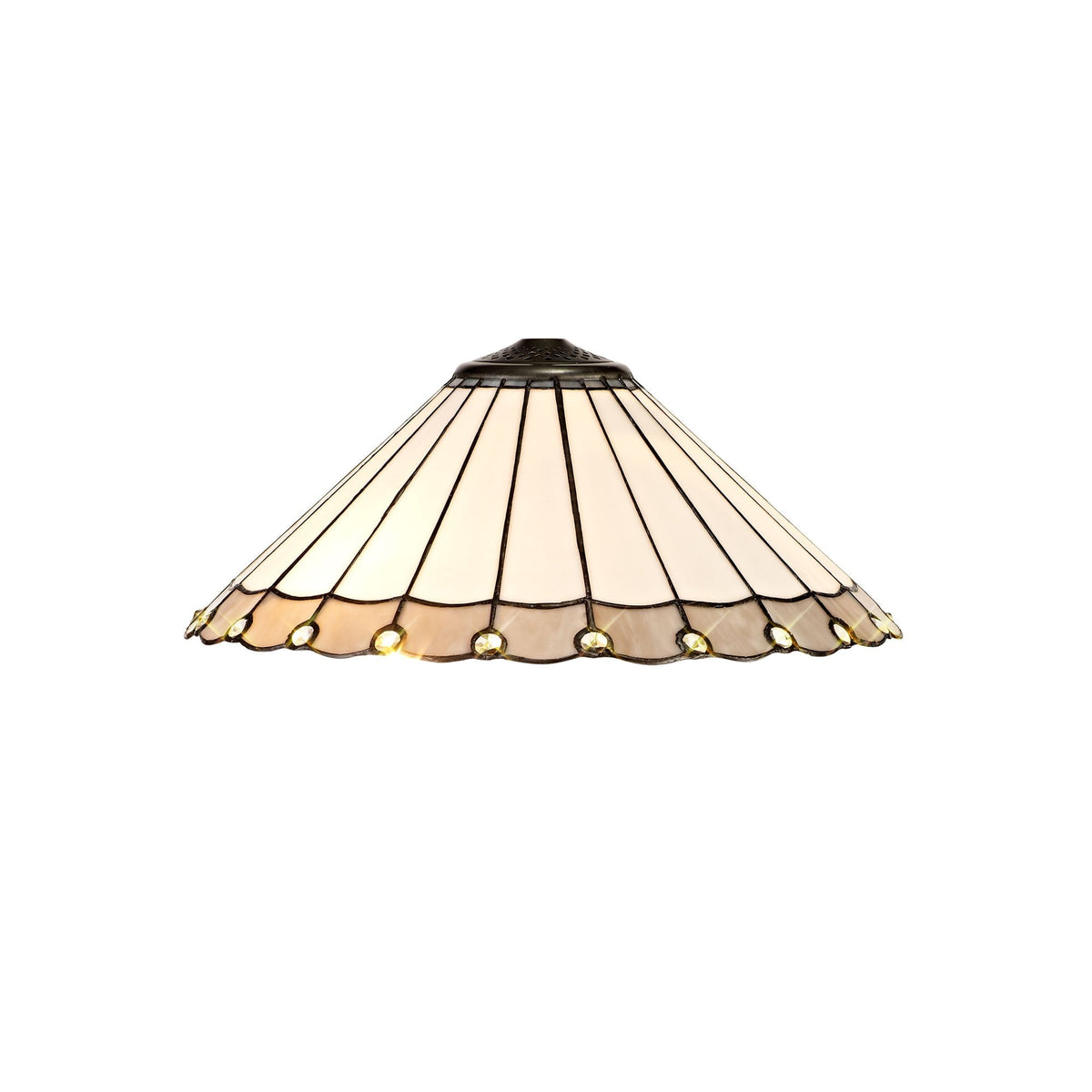 Postbridge Tiffany 40cm Shade Only Suitable For Pendant Ceiling Table Lamp in Grey Cream Crystal