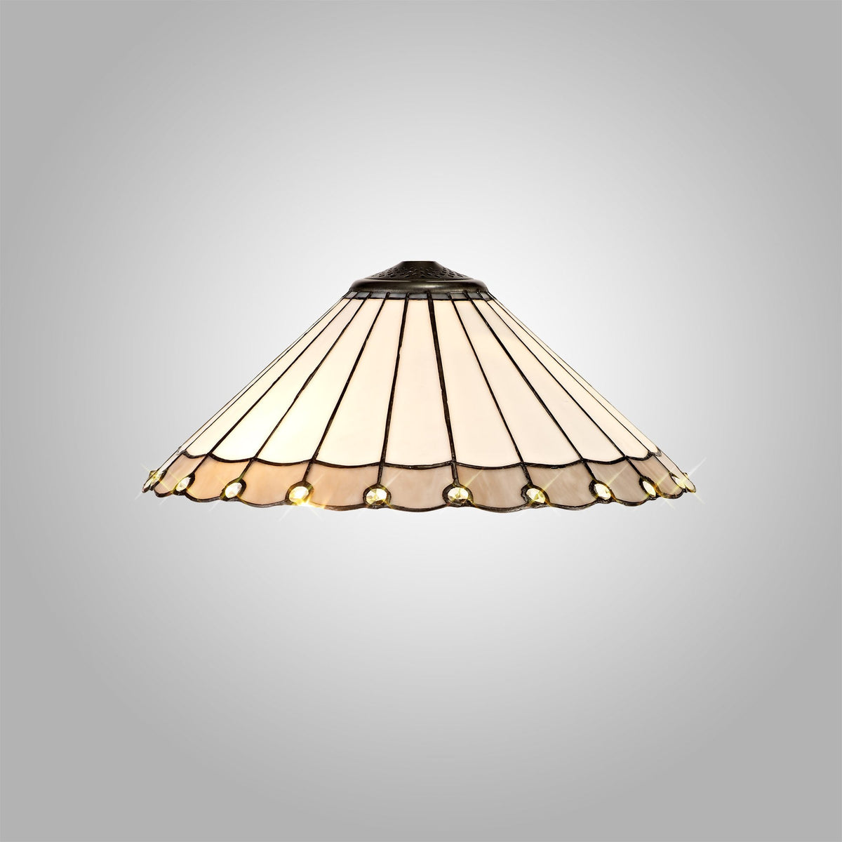 Postbridge Tiffany 40cm Shade Only Suitable For Pendant Ceiling Table Lamp in Grey Cream Crystal