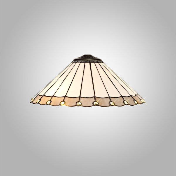 Postbridge Tiffany 40cm Shade Only Suitable For Pendant Ceiling Table Lamp in Grey Cream Crystal
