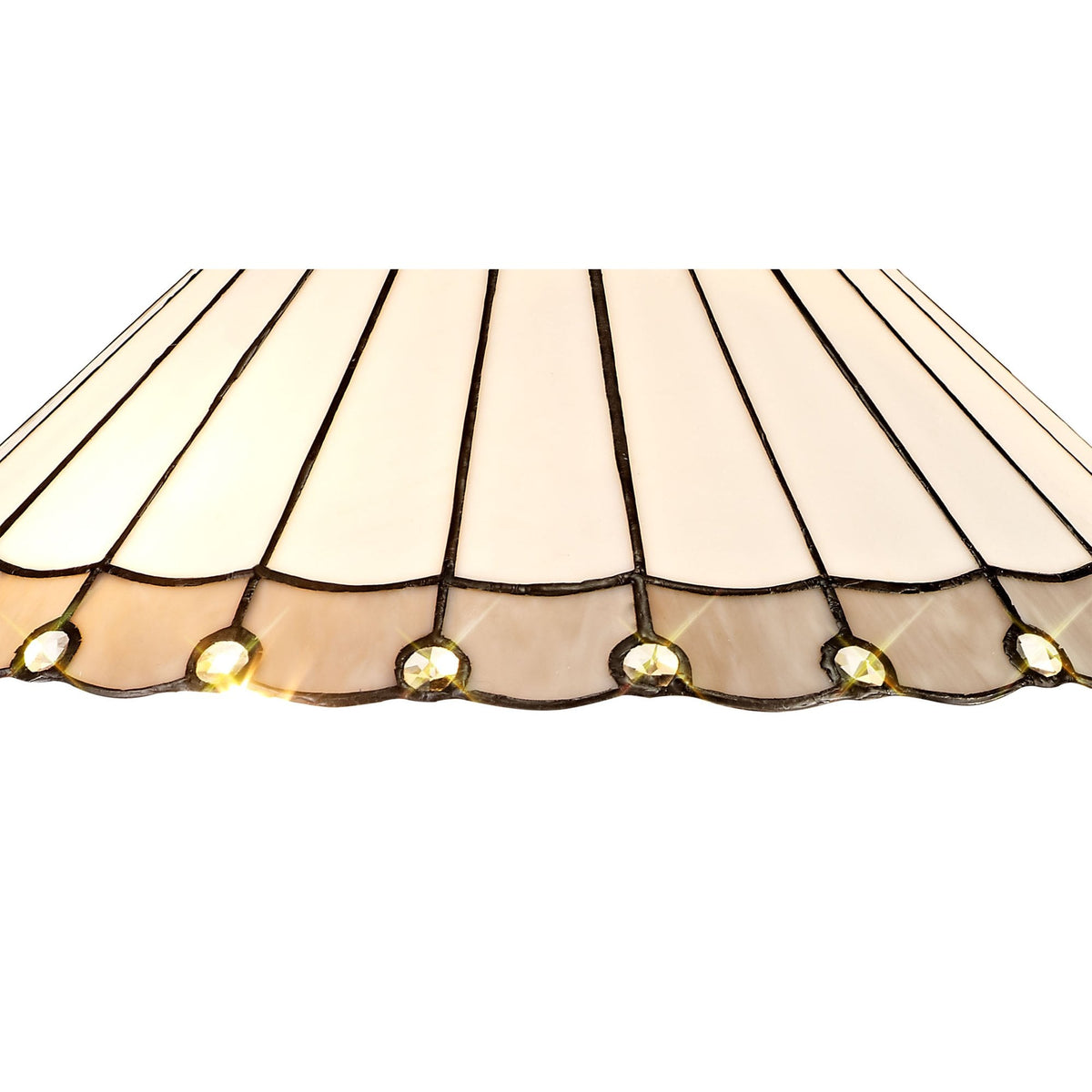 Postbridge Tiffany 40cm Shade Only Suitable For Pendant Ceiling Table Lamp in Grey Cream Crystal