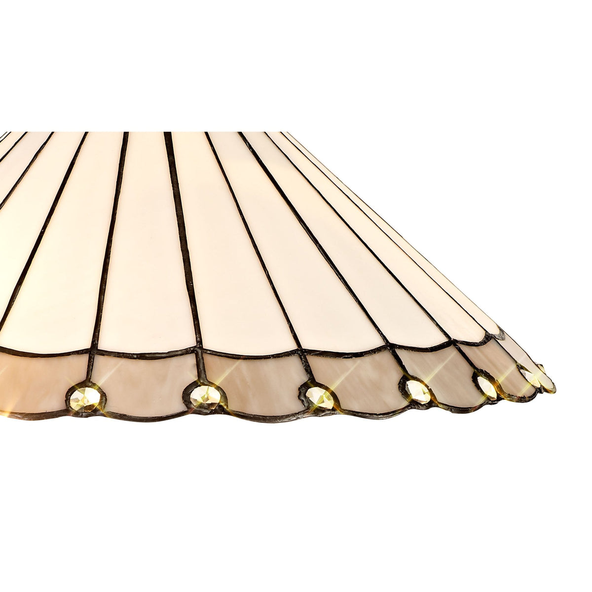 Postbridge Tiffany 40cm Shade Only Suitable For Pendant Ceiling Table Lamp in Grey Cream Crystal