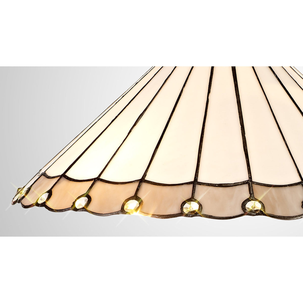 Postbridge Tiffany 40cm Shade Only Suitable For Pendant Ceiling Table Lamp in Grey Cream Crystal