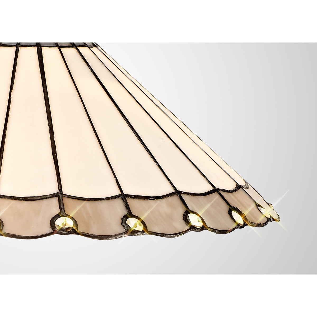Postbridge Tiffany 40cm Shade Only Suitable For Pendant Ceiling Table Lamp in Grey Cream Crystal