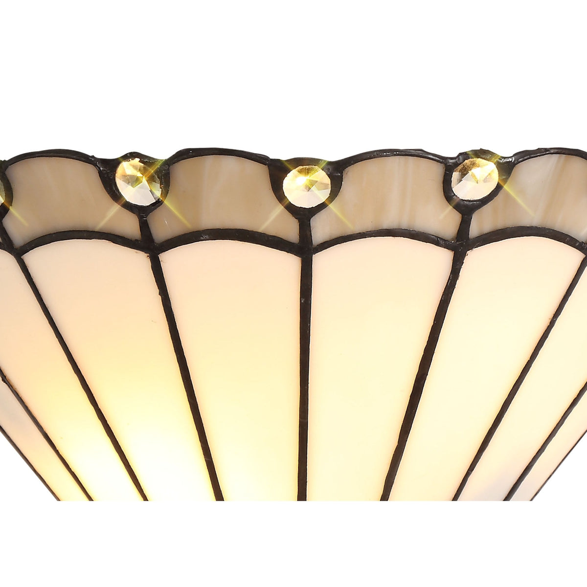 Postbridge Tiffany Wall Lamp 2 x E14 in Grey Cream & Crystal