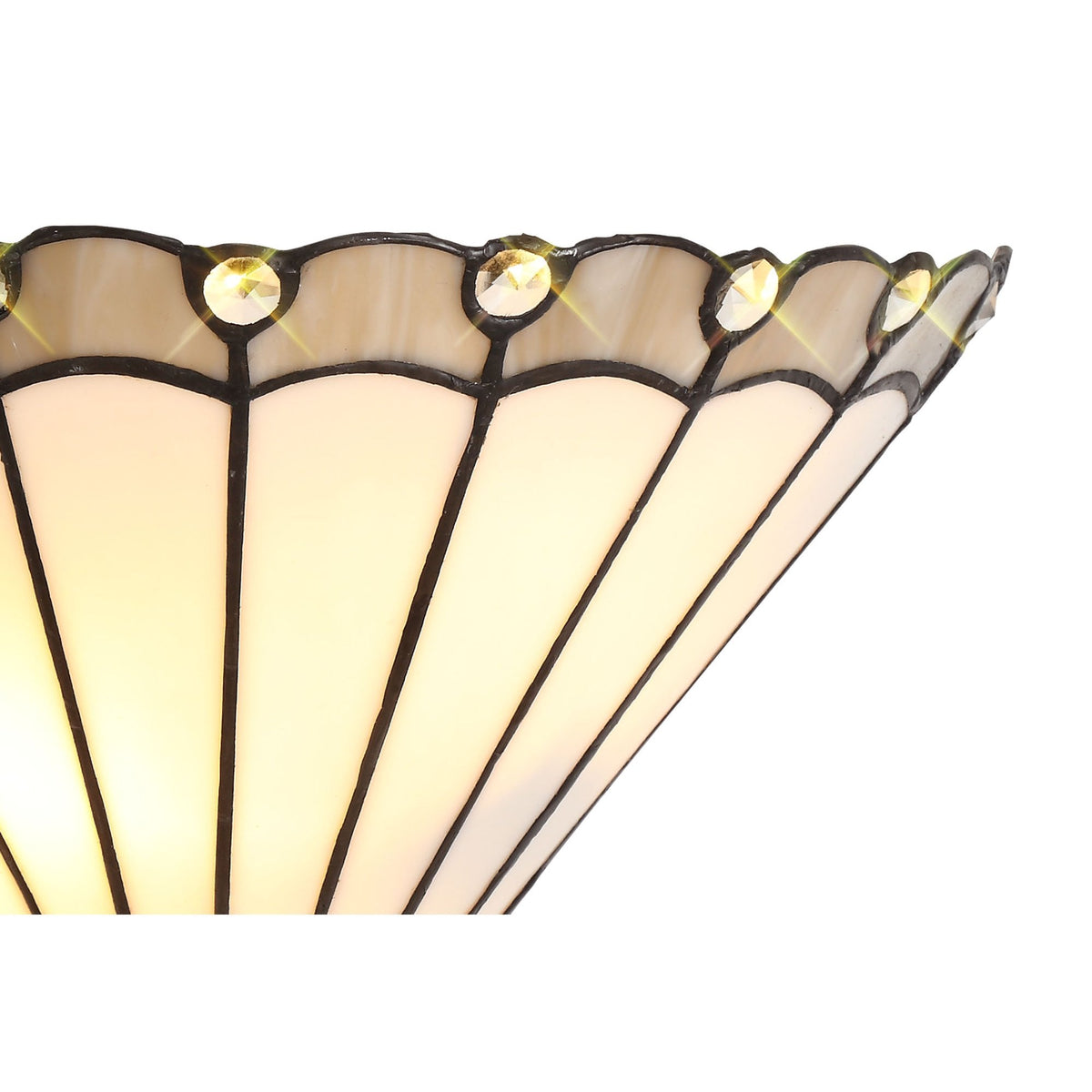 Postbridge Tiffany Wall Lamp 2 x E14 in Grey Cream & Crystal