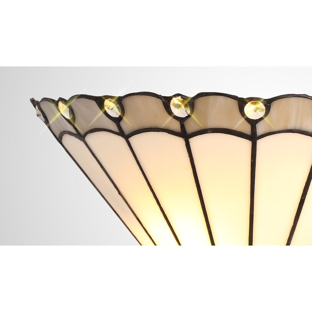 Postbridge Tiffany Wall Lamp 2 x E14 in Grey Cream & Crystal