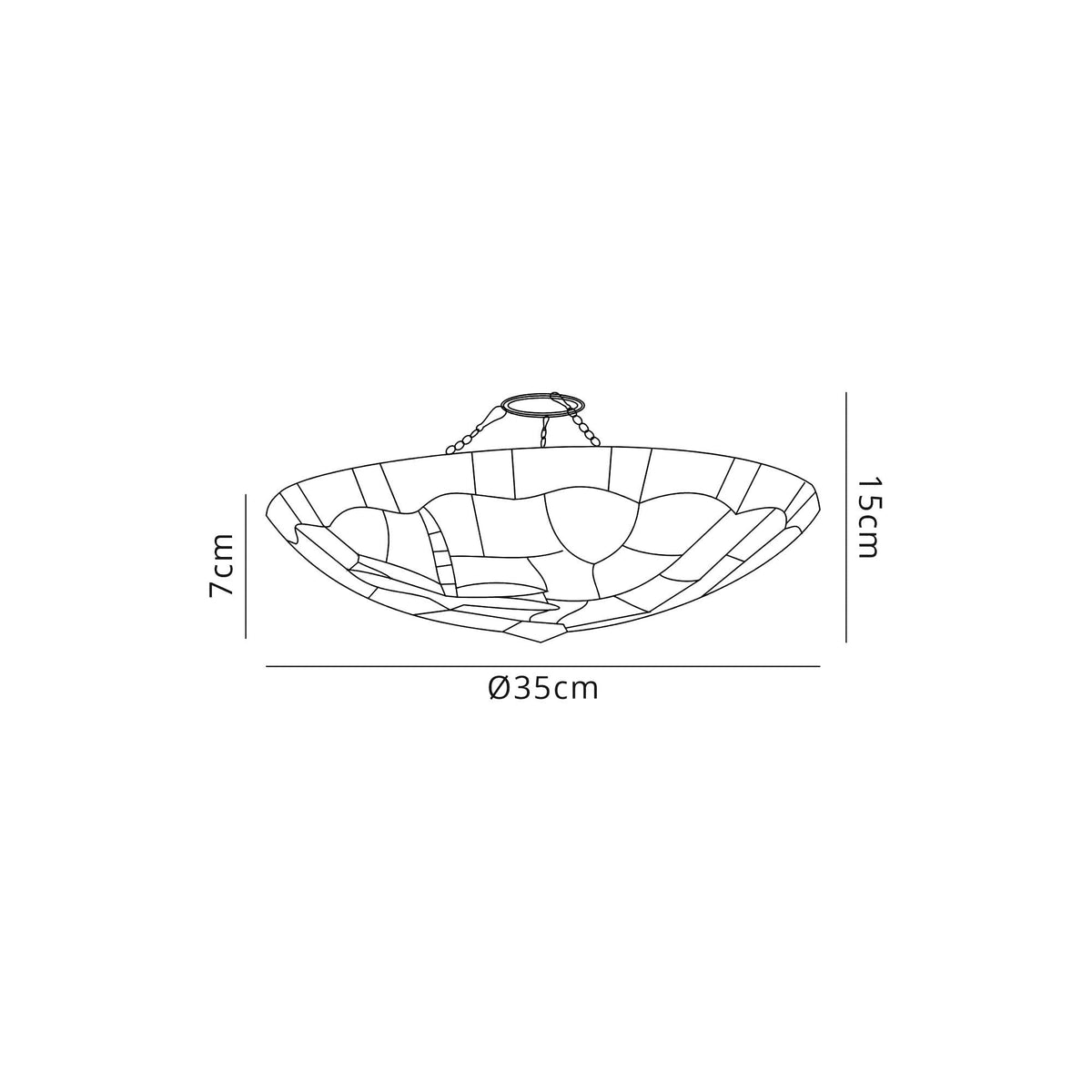 Prawle 35cm Tiffany Non-electric Uplighter Shade in Red Cream Clear Crystal