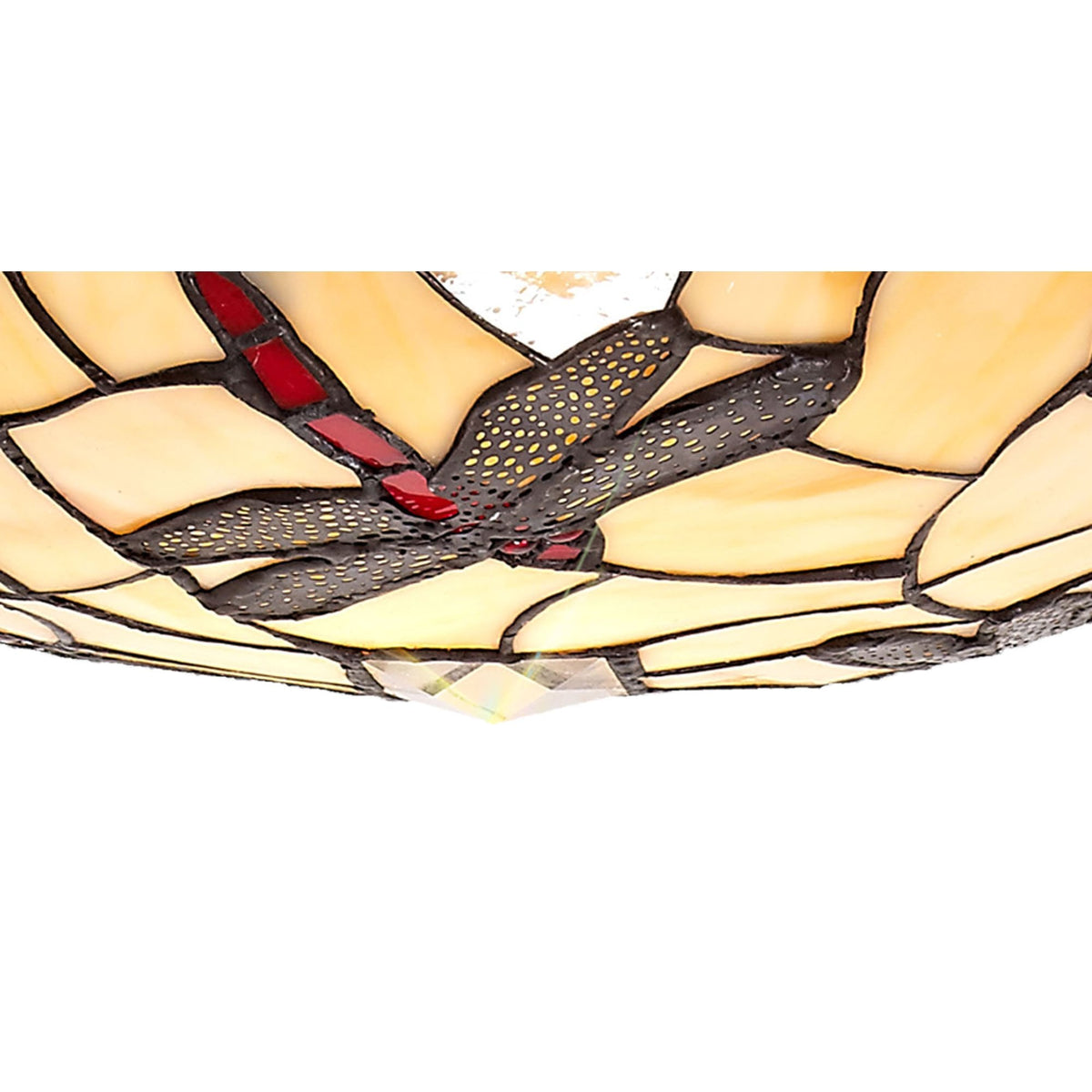 Prawle 35cm Tiffany Non-electric Uplighter Shade in Red Cream Clear Crystal