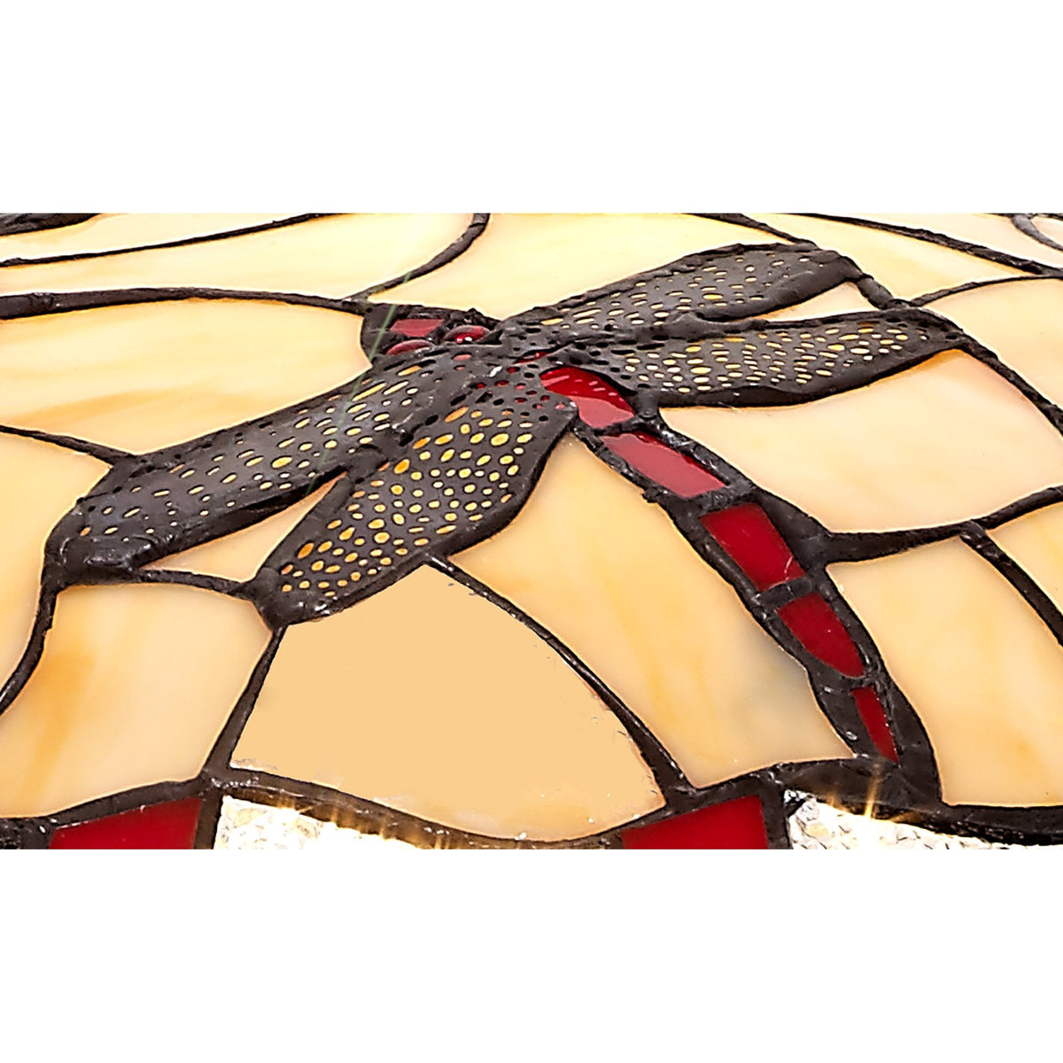 Prawle 35cm Tiffany Non-electric Uplighter Shade in Red Cream Clear Crystal