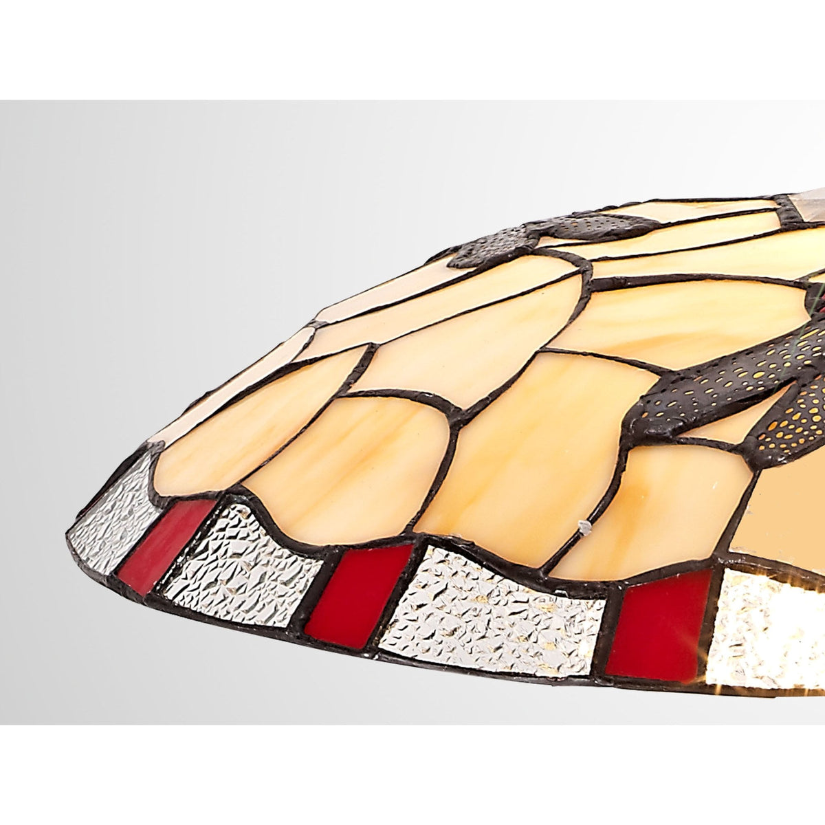 Prawle 35cm Tiffany Non-electric Uplighter Shade in Red Cream Clear Crystal