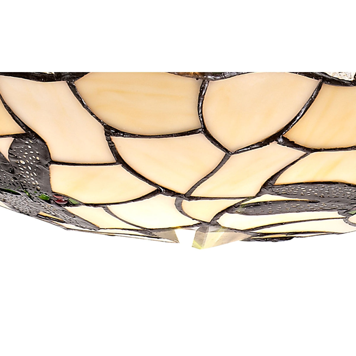 Prawle 35cm Tiffany Non-electric Uplighter Shade in Green Cream Clear Crystal