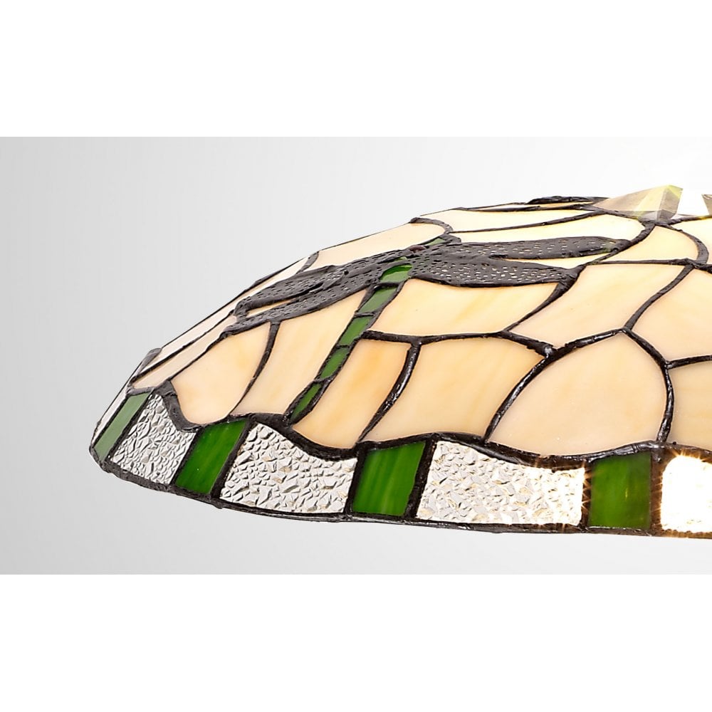 Prawle 35cm Tiffany Non-electric Uplighter Shade in Green Cream Clear Crystal