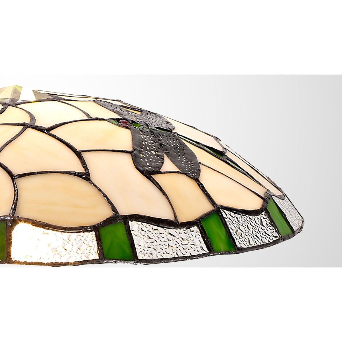 Prawle 35cm Tiffany Non-electric Uplighter Shade in Green Cream Clear Crystal