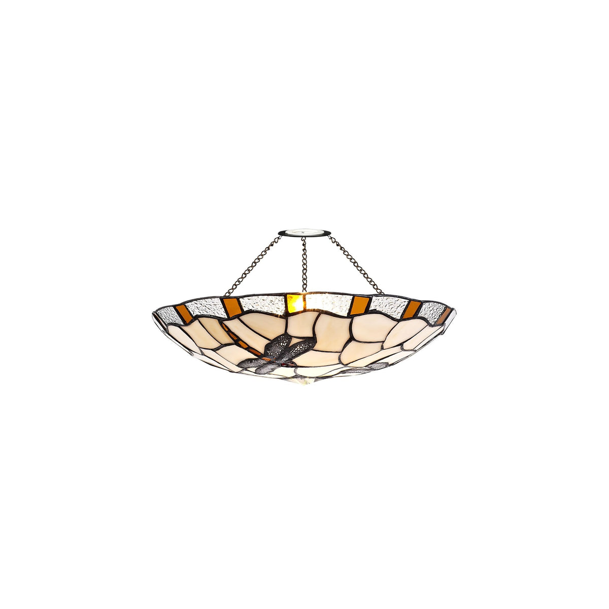 Prawle 35cm Tiffany Non-electric Uplighter Shade in Amber Cream Clear Crystal