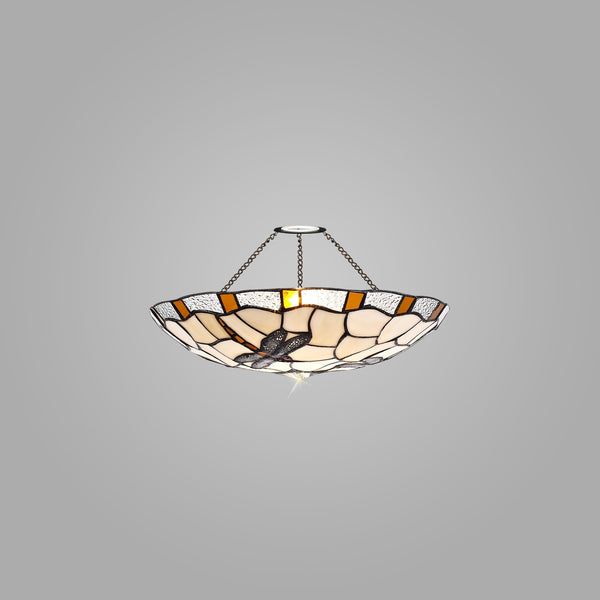 Prawle 35cm Tiffany Non-electric Uplighter Shade in Amber Cream Clear Crystal