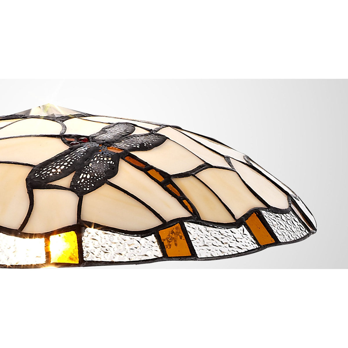 Prawle 35cm Tiffany Non-electric Uplighter Shade in Amber Cream Clear Crystal
