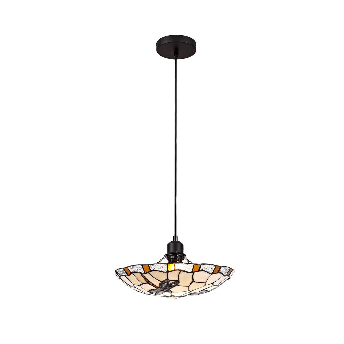 Prawle 35cm Tiffany Non-electric Uplighter Shade in Amber Cream Clear Crystal