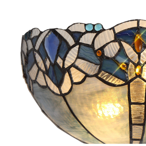 Oakley Tiffany 30cm Wall Light with Blue Crystal