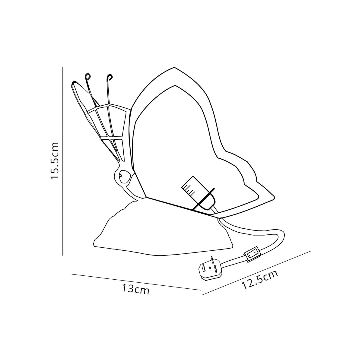 Motcoombe Tiffany Butterfly E14 Table Lamp in Green and Red Glass With Clear Crystal