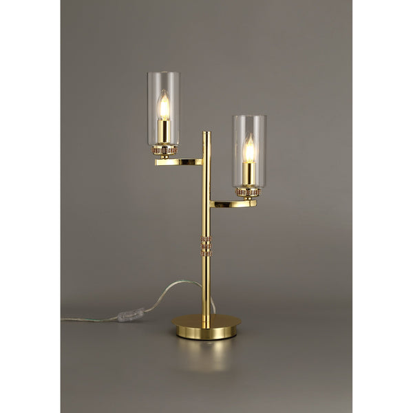 Dunstone Twin Arm Table Lamp in Polished Gold