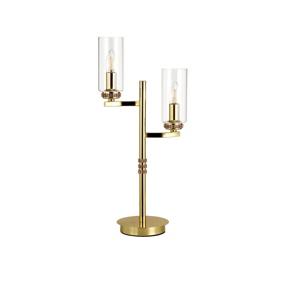 Dunstone Twin Arm Table Lamp in Polished Gold