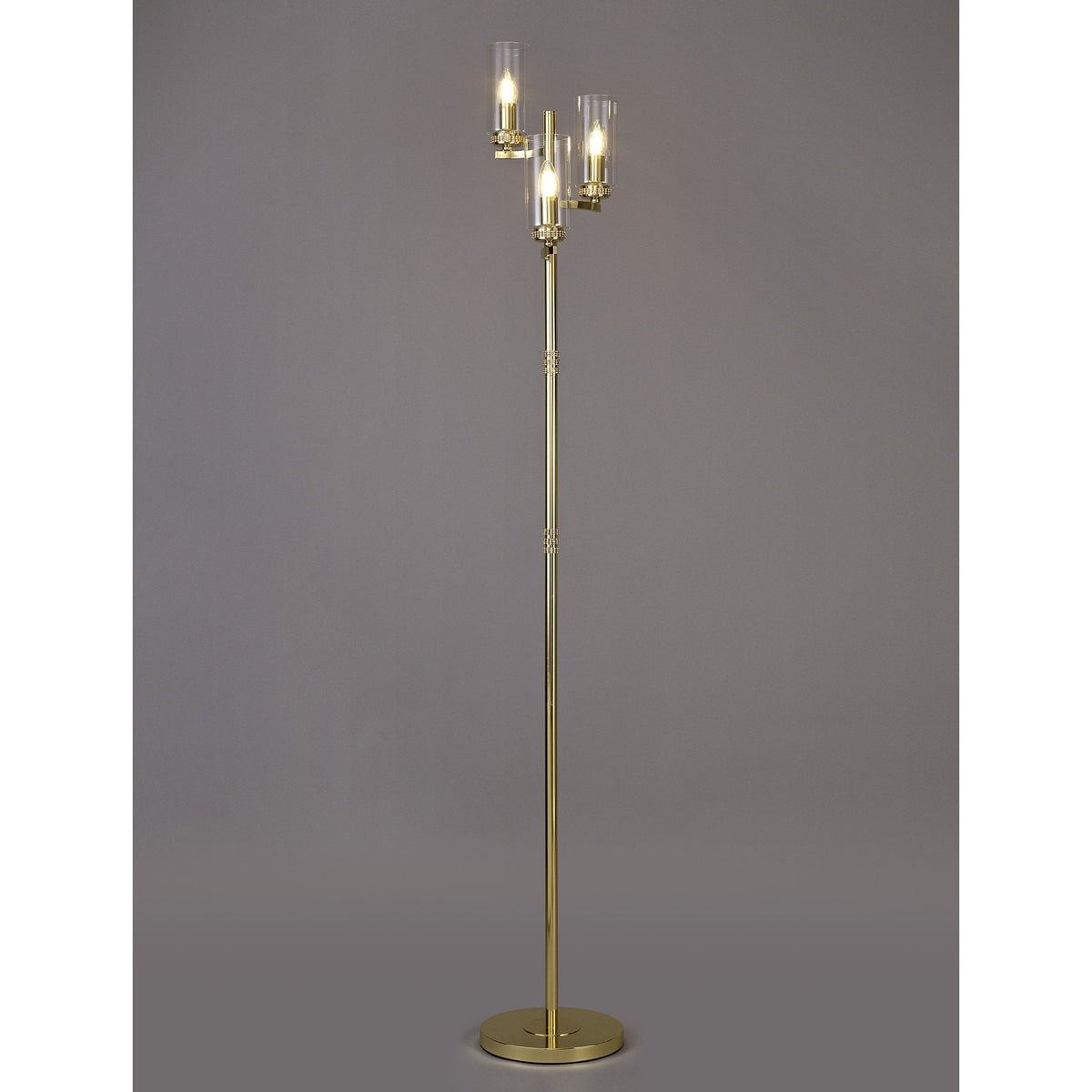 Dunstone Three Arm Floor Lamp in Polished Gold