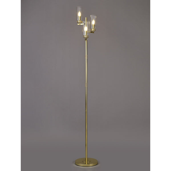 Dunstone Three Arm Floor Lamp in Polished Gold