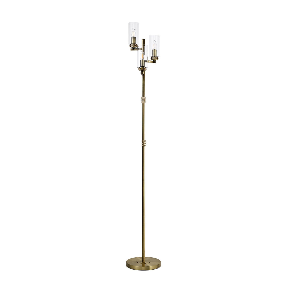 Dunstone Three Arm Floor Lamp in Antique Brass