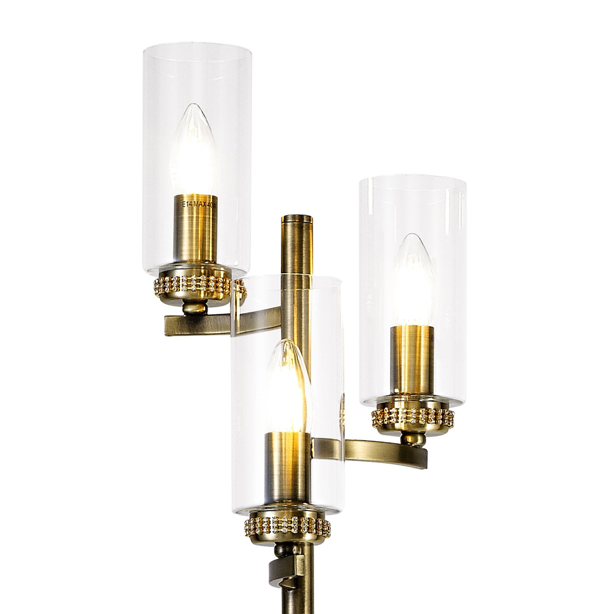 Dunstone Three Arm Floor Lamp in Antique Brass