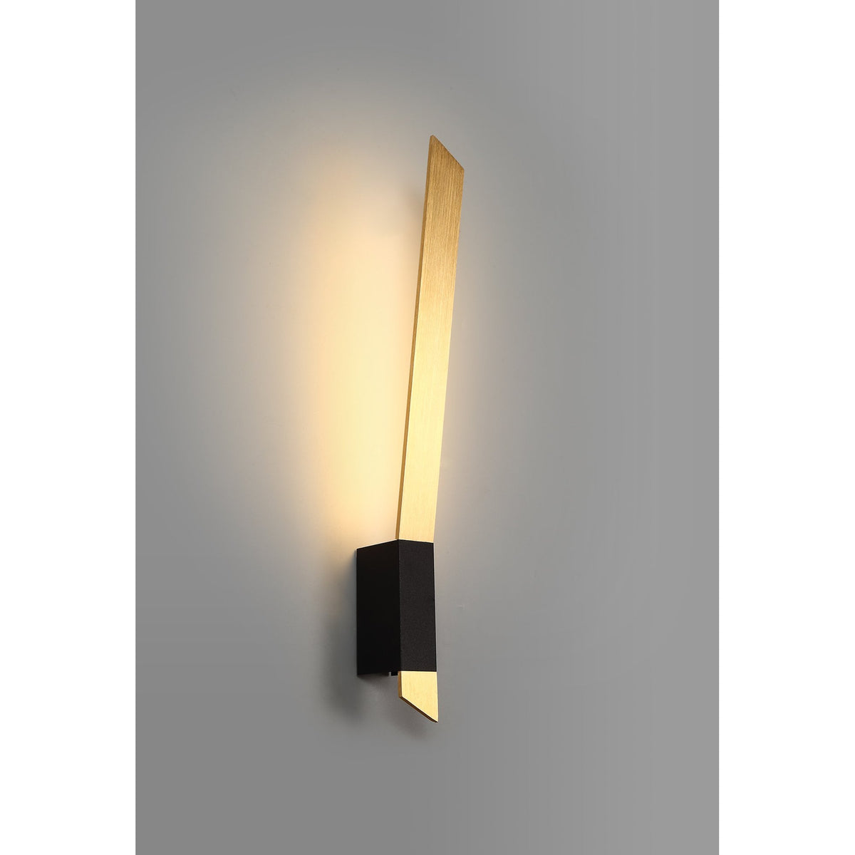 Shebbear 8W LED Wall Light in Satin Gold & Sand Black