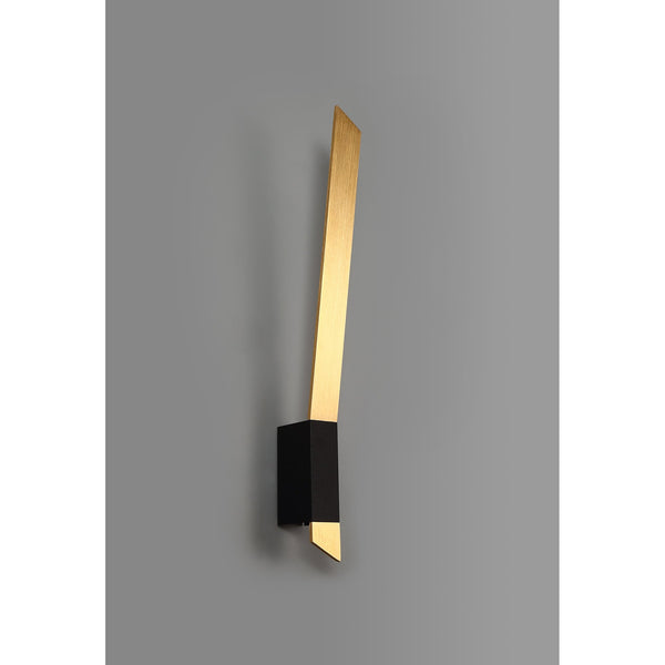 Shebbear 8W LED Wall Light in Satin Gold & Sand Black