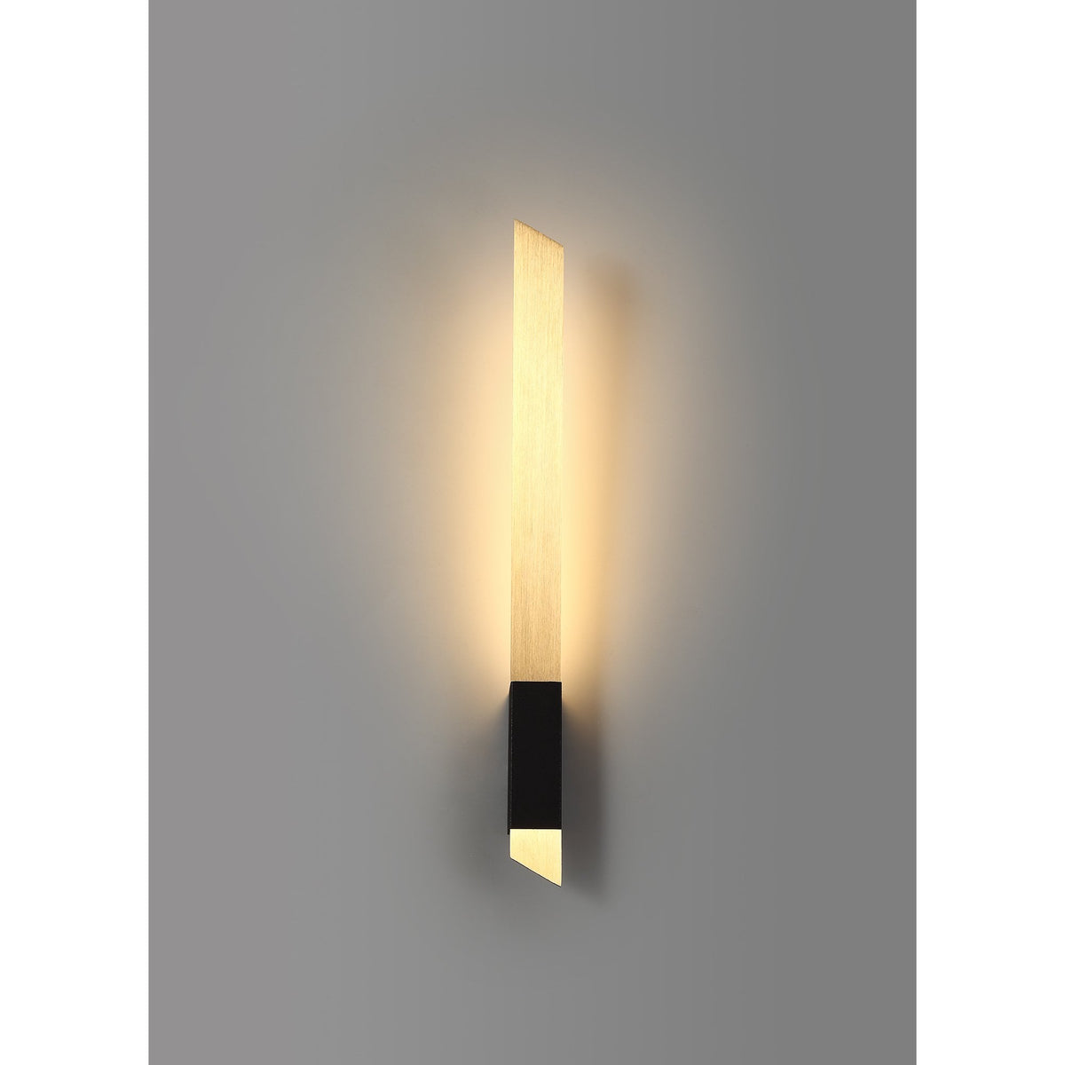 Shebbear 8W LED Wall Light in Satin Gold & Sand Black
