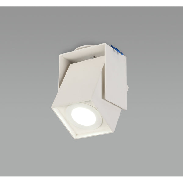 Dowland Adjustable Square GU10 Surface Mounted Spotlight in Sand White