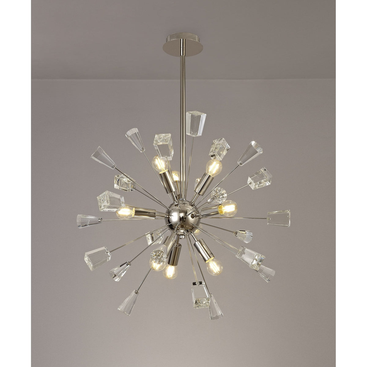 Magna 9 Light Polished Nickel & Crystal Sputnik Pendant