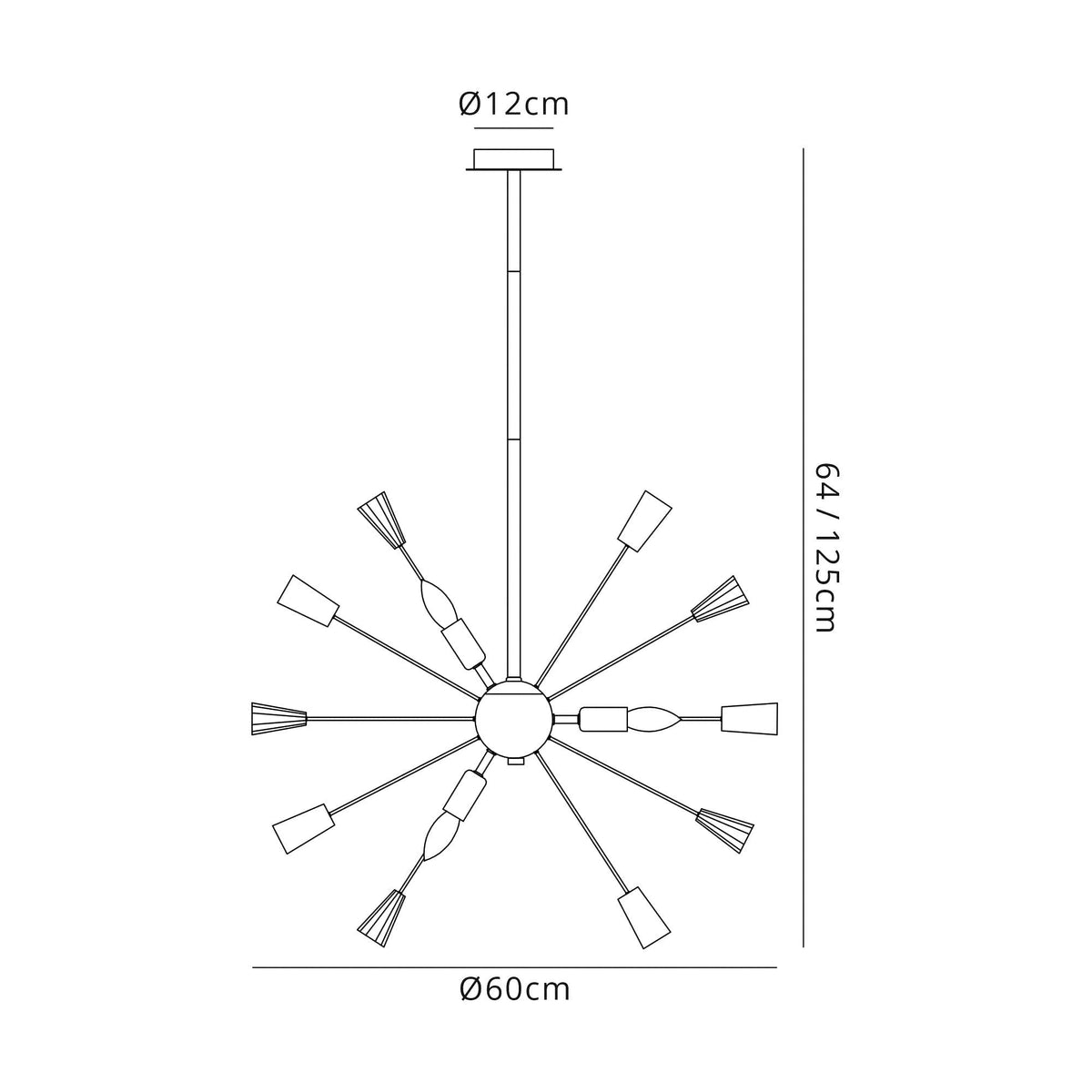 Magna 9 Light Polished Nickel & Crystal Sputnik Pendant