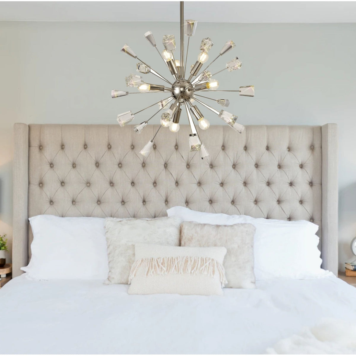 Magna 9 Light Polished Nickel & Crystal Sputnik Pendant