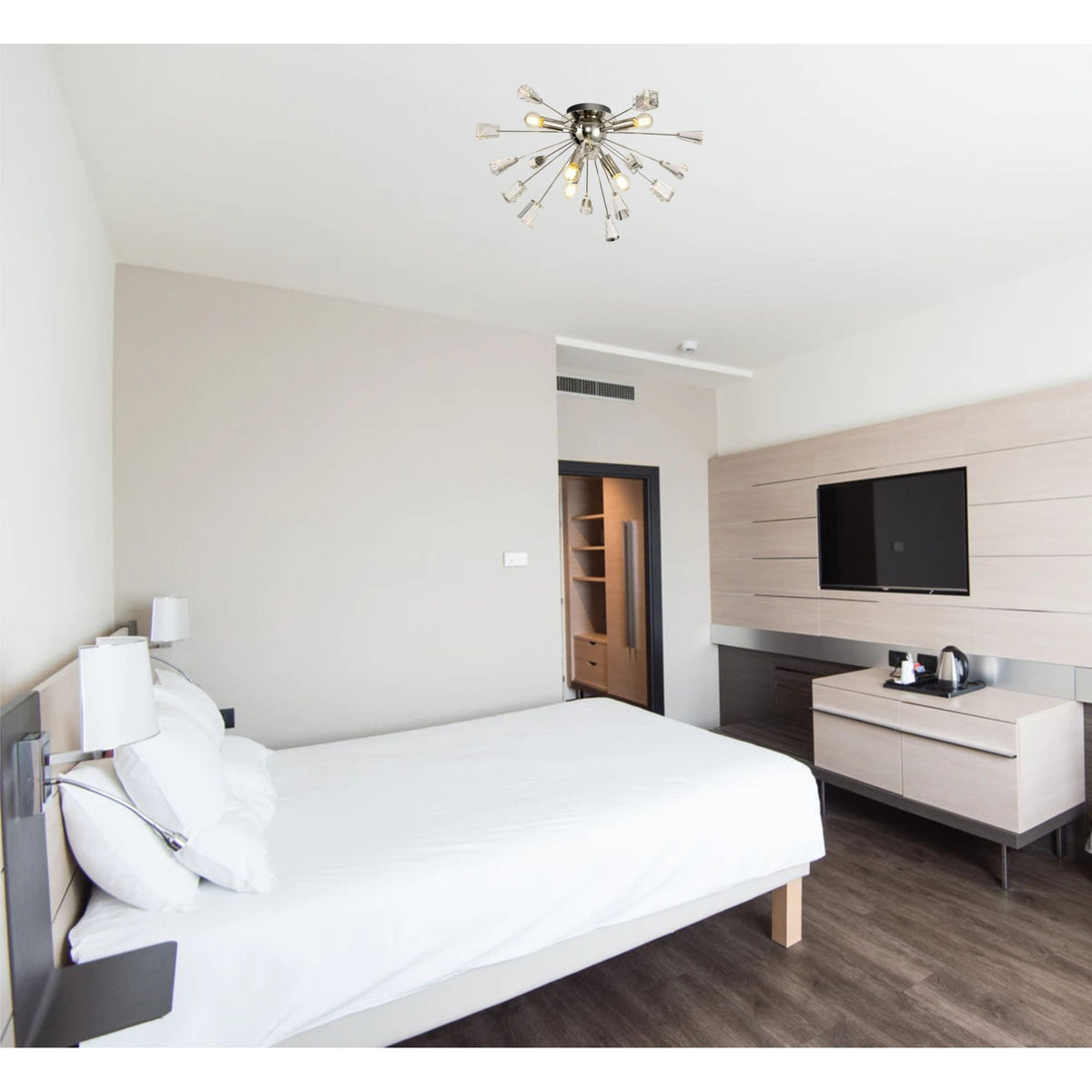 Magna 9 Light Polished Nickel & Crystal Sputnik Pendant