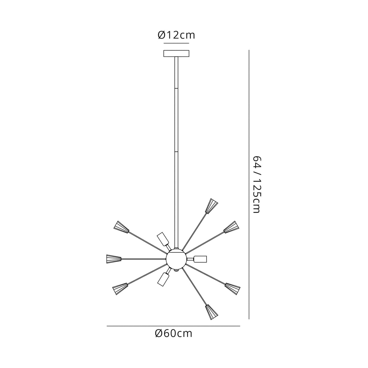 Magna 9 Light Brushed Gold, Gloss Black & Crystal Sputnik Pendant